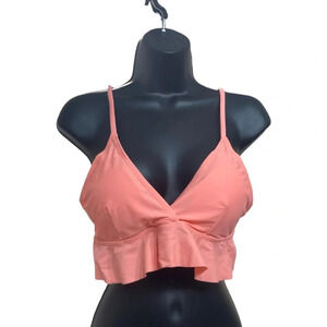 Coskaka||NWT peach bikini top with ruffle detailing and sexy cleavage,Size Large